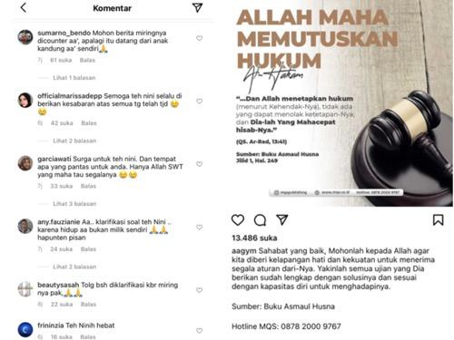 Screenshoot Aagym Netizen membanjiri Instagram sang pendakwah.