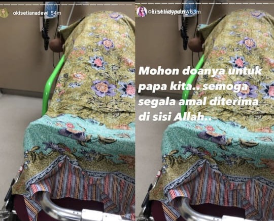 Almarhum Unggahan Oki Setiana Dewi saat berpulangnya sang ayah.