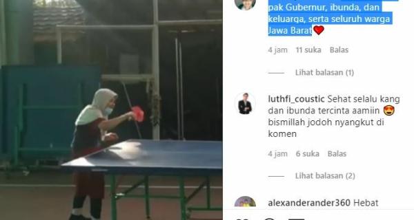 Tangkapan layar ibunda Ridwan Kamil, Tjutju Sukaesih bermain bola pingpong. (Foto: Instagram)