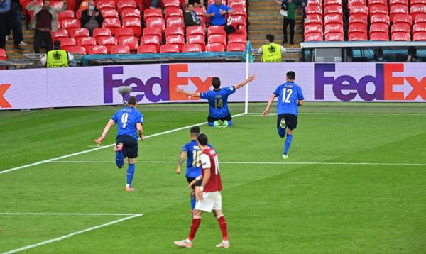Italia lolos ke perempat final Euro 2020. Mereka menghancurkan Austria 2-0 via babak tambahan pada fase 16 Besar di Wembley, Minggu (27/6/2021) dini hari WIB. (Foto: Reuters)