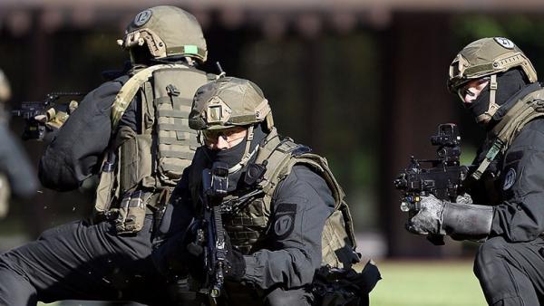 GSG-9 RT Pasukan elite Polisi Federal Jerman GSG-9 berlatih operasi penanggulangan teror. (Foto: RT).