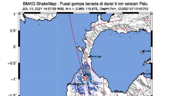 Gempa Terkini M4,1 Guncang Palu, Getaran Terasa Kuat hingga Sigi