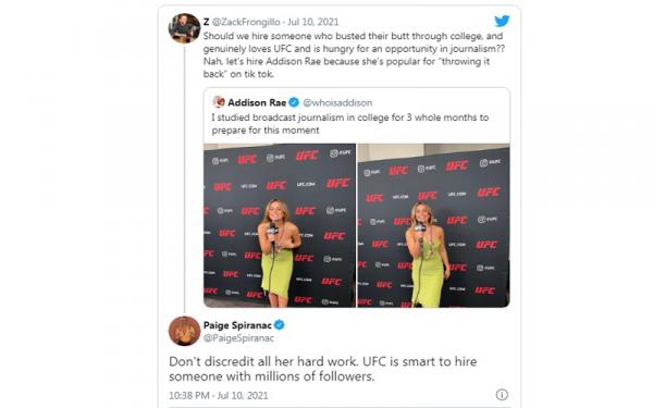 Addison Rae 1 Bintang TikTok Addison Rae dikecam netizen lantaran ditunjuk jadi presenter UFC. Pegolf seksi Amerika Serikat Paige Spiranac pasang badan membelanya