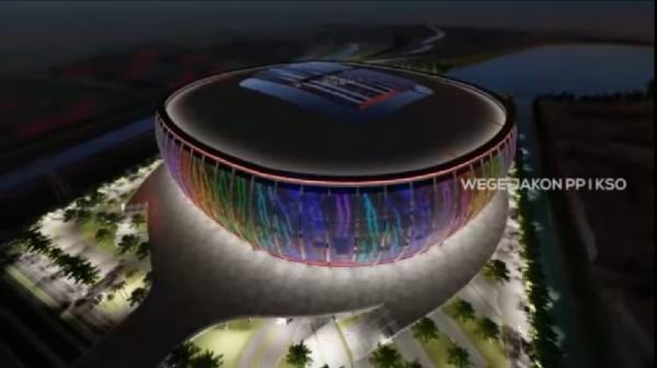Desain pencahayaan JIS mirip Allianz Arena, Munich (fot: Screenshot video akun JIS Construction)