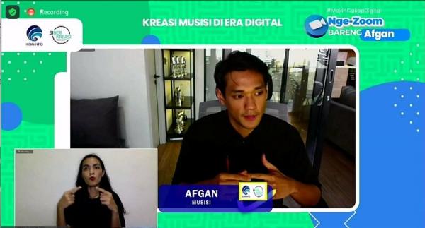 Afgan dalam kegiatan `Nge-Zoom Bareng Public Figure&rsquo; dari Kemkominfo dan GNLD Siberkreasi. (Foto: dok Kemkominfo)