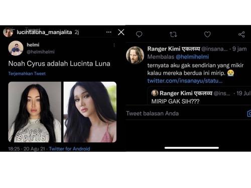 Lucinta Luna disebut mirip Noah Cyrus. (Foto: Twitter)
