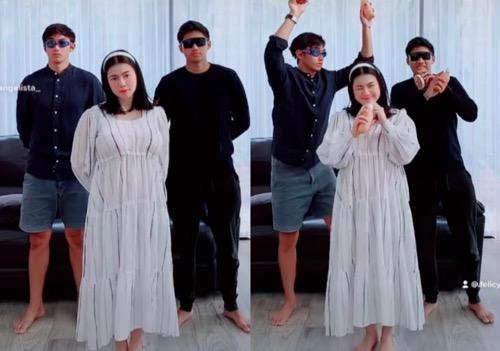 Felicya Felicya dengan busana oversize.