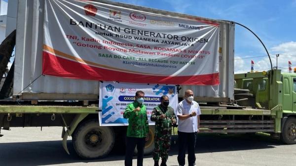Bantuan tni Bantuan generator oksigen dari Panglima TNI untuk RSUD Wamena. (Foto: Istimewa)
