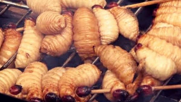 Sate Ulat Sagu Sate ulat sagu (Foto: Instagram/tempatwisataunik)