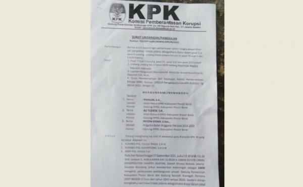 Beredar surat panggilan palsu dari KPK di Provinsi Lampung (Foto: Istimewa)