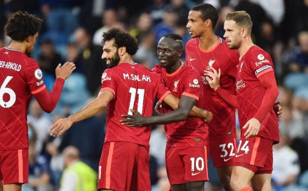 Liverpool vs Leeds Liverpool menang 3-0 saat bertandang ke markas Leeds United. Mohamed Salah mencetak gol ke-100 sepanjang kariernya di Liga Inggris. (Foto:REUTERS).