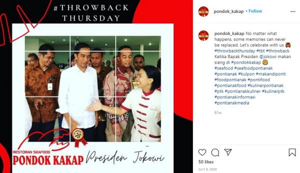 Restoran Pondok Kakap Restoran Pondok Kakap pernah dikunjungi Presiden Joko Widodo pada 2020 lalu. (Foto: Instagram)