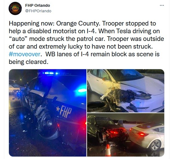 Tesla Tabrak Mobil Polisi 1