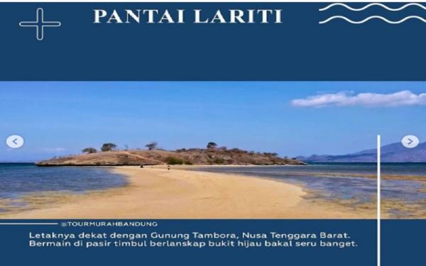 Tempat Wisata di Bima NTB, Pulau Lariti (Foto: Instagram/tourmurahbandung)
