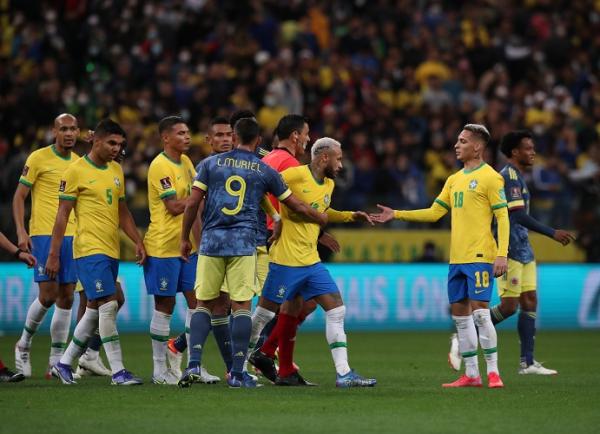 Timnas Brasil bersusah payah mengalahkan Kolombia 1-0 di Kualifikasi Piala Dunia 2022 Zona Conmebol.REUTERS/Amanda Perobelli).