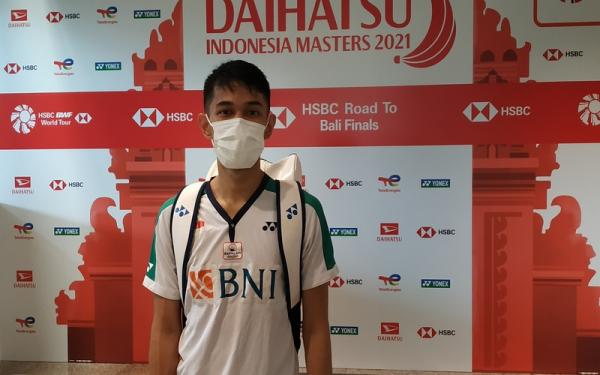 Pebulu tangkis ganda putra Indonesia, Fajar Alfian Pebulu tangkis ganda putra Indonesia, Fajar Alfian saat ditemui di sela-sela kegiatannya pada Senin (15/11/2021) sebelum dimulainya ajang Indonesia Masters 2021. (Foto: MNC Portal Indonesia/Bagas Abdiel Kharis Theo)