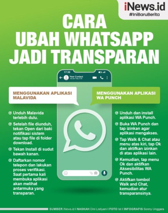 Infografis Ubah WhatsApp Jadi Transparan