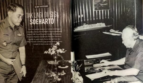 Soeharto Presiden ke-2 RI Soeharto bersama Panglima ABRI Jenderal TNI LB Moerdani atau Benny Moerdani. (Foto Buku Benny Moerdani Yang Belum Terungkap).