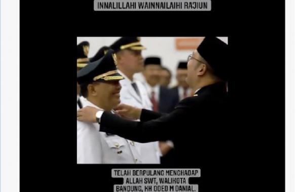 Mang oded dan kang emil Gubernur Jawa Barat Ridwan Kamil merasakan duka mendalam atas berpulangnya sang sahabat sekaligus Wali Kota Bandung Oded M Danial. (Foto: Twitter/Ridwan Kamil)