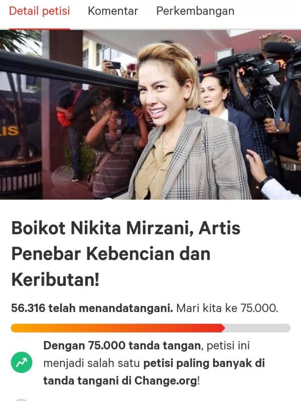 Screenshot 20211213 082844 Chrome Petisi boikot Nikita Mirzani. (Foto: istimewa)