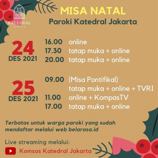 Jadwal Misa Natal 2021 Katedral Jakarta