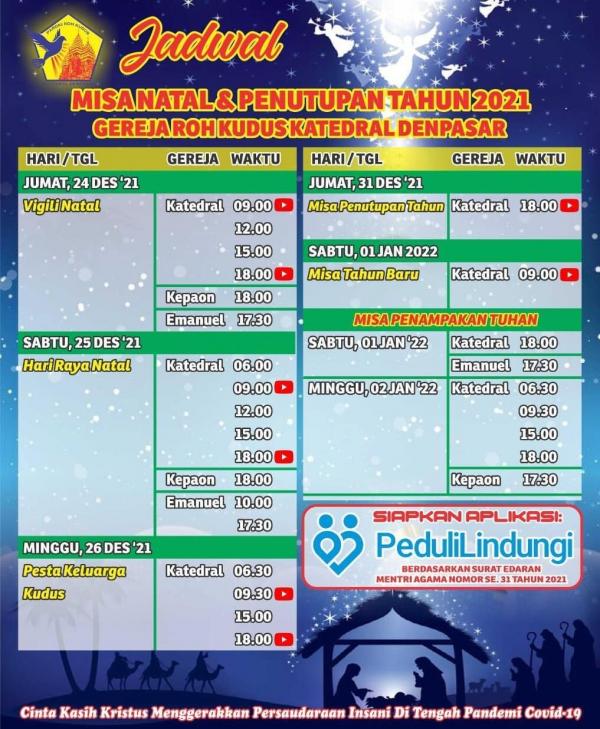 Jadwal Misa Natal Katedral Denpasar 2021 Jadwal Misa Natal Katedral Denpasar 2021 (Sumber: Instagram Katedral Denpasar)