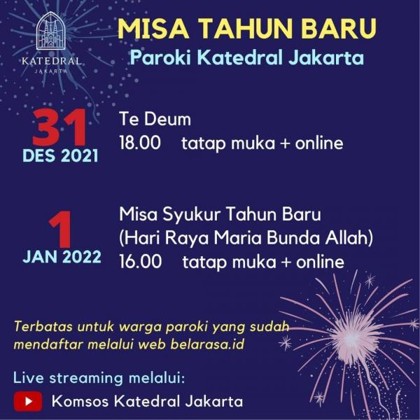 Jadwal Misa Tahun Baru 2022 Katedral Jakarta (Sumber: Instagram Katedral Jakarta)