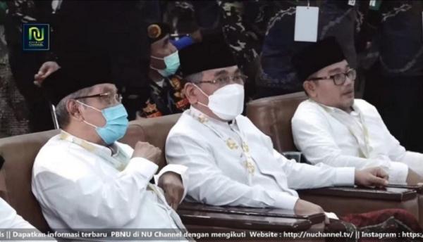 Muktamar NU KH Yahya Cholil Staquf dan KH Said Aqil Siroj dalam Muktamar NU di Lampung. (Foto akun Youtube NU Online).