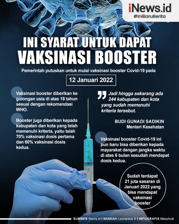 Vaksin booster akan diberikan mulai 12 Januari 2022. (Foto: MNC Media)