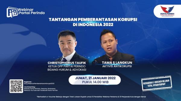 Peduli Pemerintahan yang Bersih, Partai Perindo Gelar Webinar Pendidikan Politik Antikorupsi, Daftar di Sini!