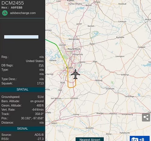 Rute jet pribadi ELon Musk yang dilacak Jack Sweeney dan diunggah di akun Twitter @ElonJet. (Foto: Istimewa)