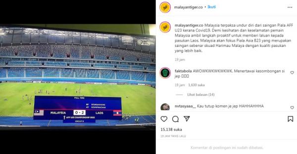 Malaysia 1 Akun Fanbase Timnas Malaysia sindir Indonesia. (Foto: Instagram @malayantiger.co)