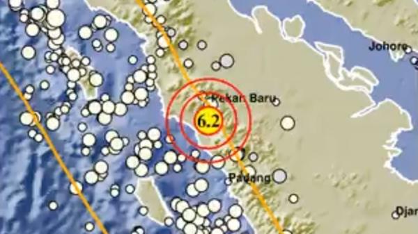 Gempa Pasaman Barat Episenter gempa bumi magnitudo 6,2 yang mengguncang Pasaman Barat, Jumat (25/2/2022). (BMKG Twitter)