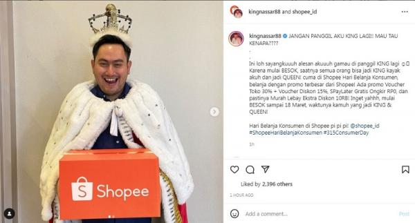 Nasssar ajak masyarakat jadi King Queen Nassar mengajak masyarakat ikut menjadi King dan Queen pada Shopee Hari Belanja Konsumen. (Foto: tangkapan layar/Instagram kingnassar88)