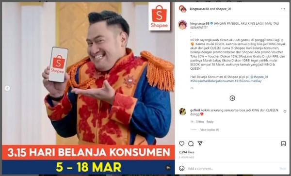 TVC Shopee Hari Belanja Konsumen Nassar TVC Shopee Hari Belanja Konsumen. (Foto: tangkapan layar/Instagram kingnassar88)