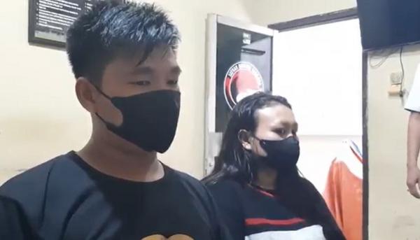 Pasutri Jualan Sabu Ahen dan istrinya Sinta diperiksa di Satresnarkoba Polres Bangka. (Foto: iNews/Maulana).