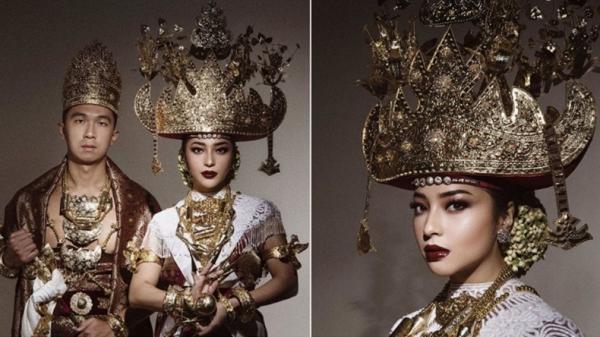 Pakaian adat Lampung yang dikenakan Nikita Willy dan suaminya (Instagram)