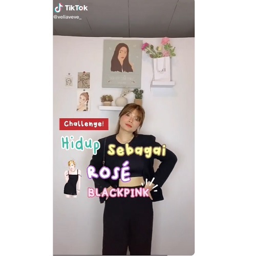 Velia kreator Tiktok Eksperimen Velia mengikuti tantangan gaya hidup ala idola K-Pop. (Foto: dok TikTok)