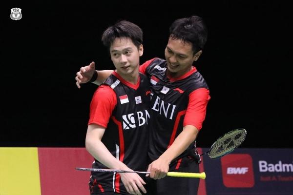 Kevin Sanjaya/Mohammad Ahsan akan kembali diduetkan saat Indonesia melawan Jepang di semifinal Piala Thomas 2022, Jumat (13/5/2022) malam WIB. (Foto: Instagram/@badminton.ina)
