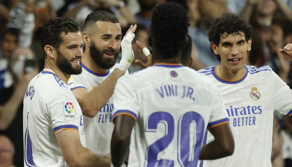 Real Madrid pesta gol atas Levante pada jornada ke-36 Liga Spanyol di Santiago Bernabeu, Jumat (13/5/2022) dini hari WIB. (Foto: REUTERS/Susana Vera)