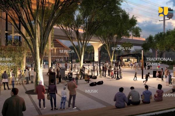 Area Gerbang Utama TMII Ilustrasi area Gerbang Utama Taman Mini Indonesia Indah yang sedang direnovasi. (Foto: dok Kementerian PUPR)