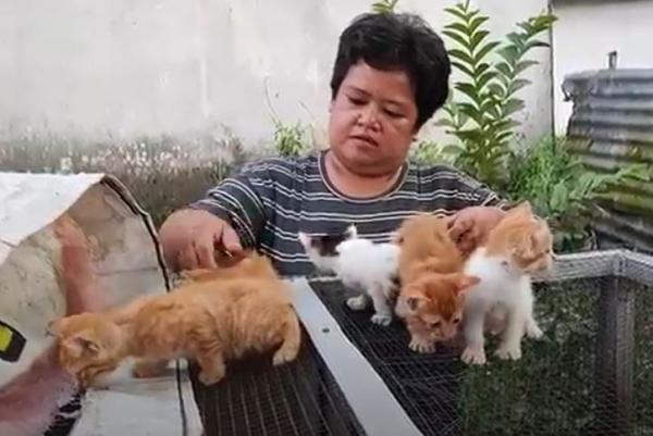 Desi merawat anak kucing yang telantar. (Foto: iNews TV/Haryanto)