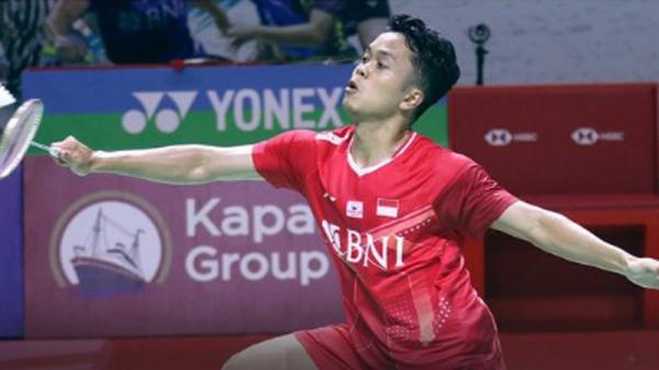 Tunggal putra Indonesia, Anthony Sinisuka Ginting libas wakil Thailand, Sitthikom Thammasin 21-13, 21-14 di babak 16 Besar Indonesia Masters 2022 (Foto: Twitter/@INABadminton)