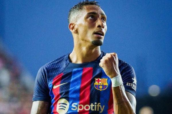 Raphinha Penyerang Barcelona, Raphinha saat merayakan golnya ke gawang Inter Miami pada laga uji coba di DRV PNK Stadium, Amerika Serikat pada Rabu (20/7/2022). (Foto: Instagram/@fcbarcelona)