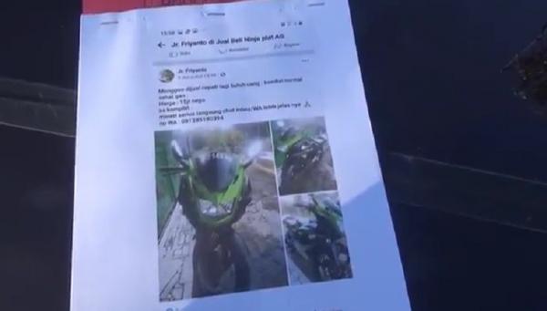 Motor sport Kawasaki Ninja yang dibeli korban. (Foto: iNewsTV/Ketut Catur)