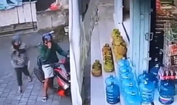 Suami Ajak Istri Hamil Suami dan istri yang sedang hamil mencuri tabung gas di Gianyar, Bali. (Foto: iNewsTV/Ketut Catur)
