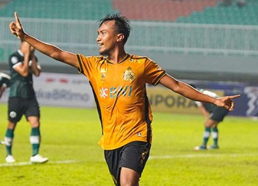 Muhammad Hargianto Bhayangkara FC Gelandang Bhayangkara FC, Muhammad Hargianto berselebrasi usai mencetak gol dramatis ke gawang Persikabo 1973 pada laga Liga 1 2022/2023 di Stadion Pakansari, Cibinong, Selasa (23/8/2022). (Foto: Instagram/@bhayangkarafc)