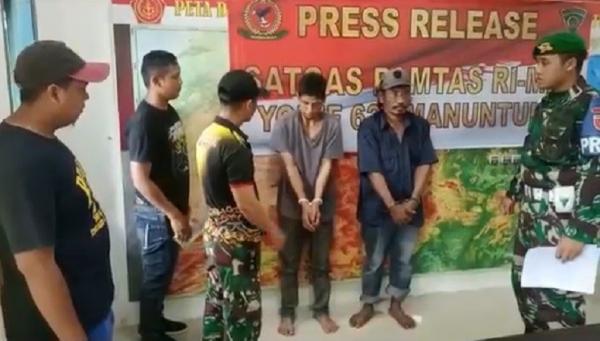 Sabu Satgas Pamtas Satgas Pamtas Yonif 621/Manuntung menangkap dua warga membawa sabu. (Foto: iNewsTV/Usman Coddang)