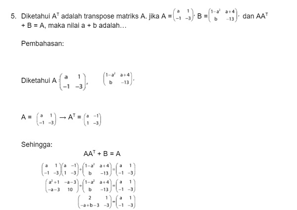 transpose matriks 5 transpose matriks