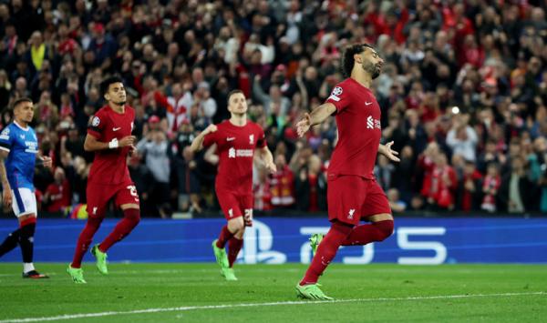 Liverpool Vs Rangers Liverpool menang atas Rangers pada matchday ketiga Grup A Liga Champions di Anfield, Rabu (5/10/2022) dini hari WIB. (Foto: REUTERS/Phil Noble)